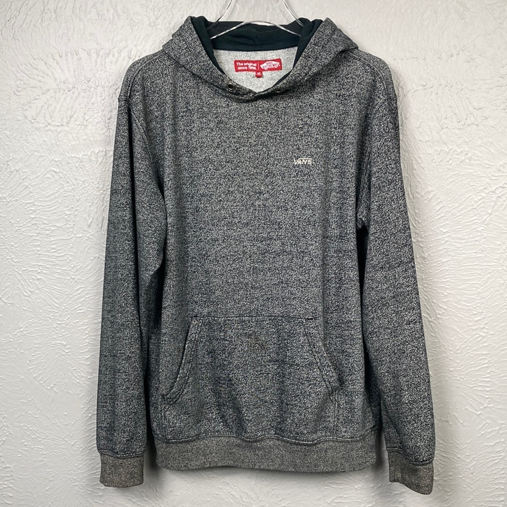 Vans Off The Wall Heathered Black Grey Pullover Hooded Sweatshirt Size M…